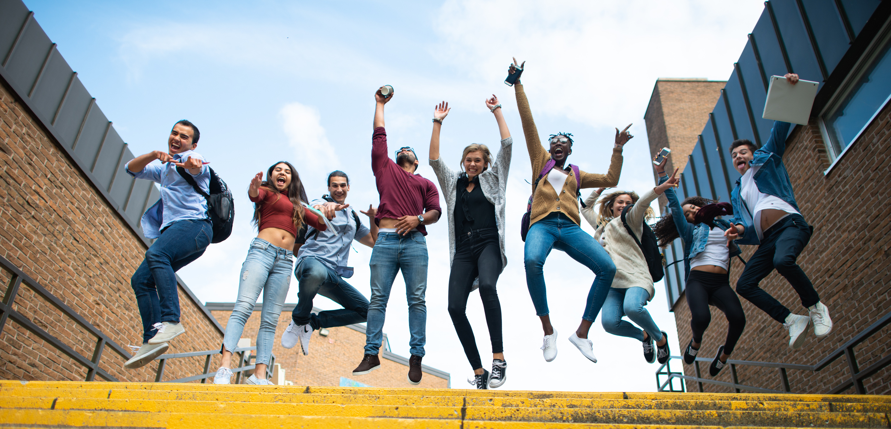 Group of Excited Students stock photo